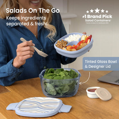 Bentgo Glass Prints All-in-One Salad Container