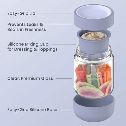 Bentgo Leak-Proof Glass Food Jars, Boots, & Inner Cup (16 fl oz Jars)