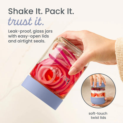 Bentgo Leak-Proof Glass Food Jars, Boots, & Inner Cup (16 fl oz Jars)